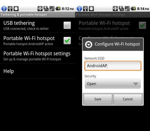 Android 2.2 hotspot Wifi